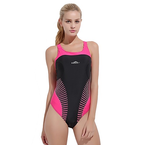 

Women's One Piece Swimsuit Chlorine resistance Comfortable Sports Nylon Spandex Sleeveless Swimwear Beach Wear Swimwear Patchwork Back Cross Swimming