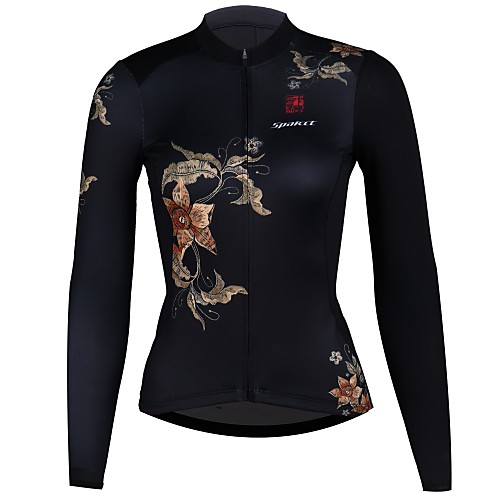 

SPAKCT Women's Long Sleeve Cycling Jersey Black Floral Botanical Bike Jersey Quick Dry Sports Elastane Polyster Mountain Bike MTB Road Bike Cycling Clothing Apparel / Stretchy / Expert / Expert