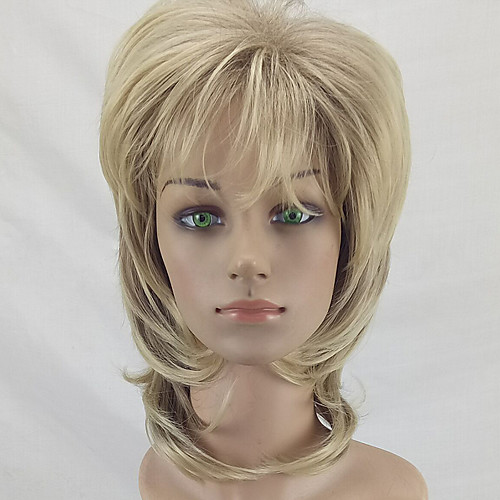 

Synthetic Wig Curly Curly Layered Haircut Wig Blonde Medium Length Rose Gold Synthetic Hair Women's Ombre Hair Blonde hairjoy