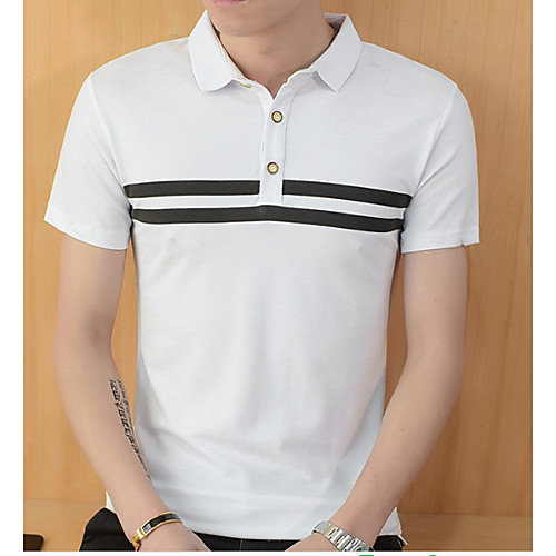 

Men's Polo Striped Plus Size Print Short Sleeve Daily Tops Basic White Black Gray