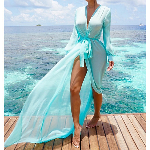 

Women's Boho Purple Orange Blue High Waist Cover-Up Swimwear Swimsuit - Solid Colored Bow S M L Purple / Sexy