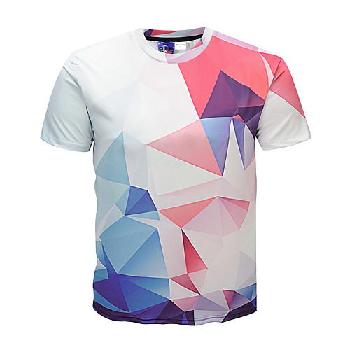 

Men's T shirt Color Block Geometric Short Sleeve Daily Tops Streetwear Punk & Gothic White