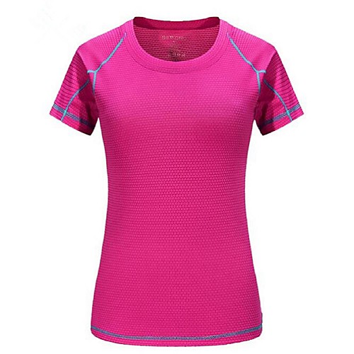

Women's Hiking Tee shirt Short Sleeve Crew Neck Tee Tshirt Top Outdoor Lightweight Breathable Quick Dry Sweat-Wicking Spring Summer Polyester Solid Color White Fuchsia Blue Camping / Hiking Exercise