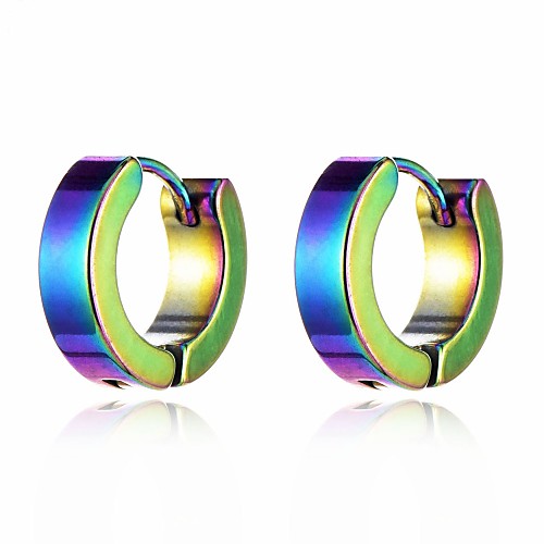 

Men's Women's Hoop Earrings Huggie Earrings Fashion Colorful Stainless Steel Earrings Jewelry Rainbow For Wedding Masquerade Engagement Party Prom Club Bar