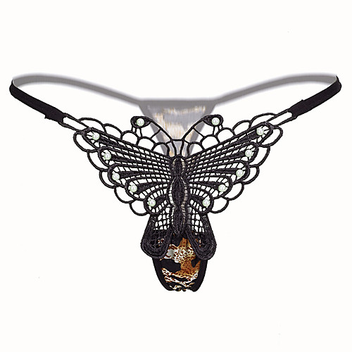 

Women's 1box Beaded Sexy Ultra Sexy Panty - Normal, Embroidered Low Rise Black One-Size