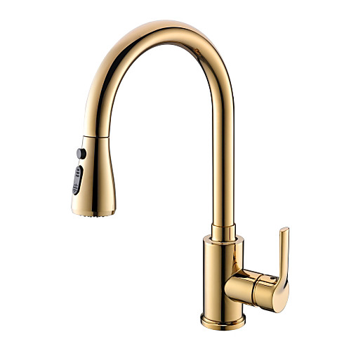 

Pullout Spray Kitchen faucet - Single Handle One Hole Ti-PVD Pull-out / ­Pull-down / Tall / ­High Arc Centerset Contemporary / Ordinary Kitchen Taps