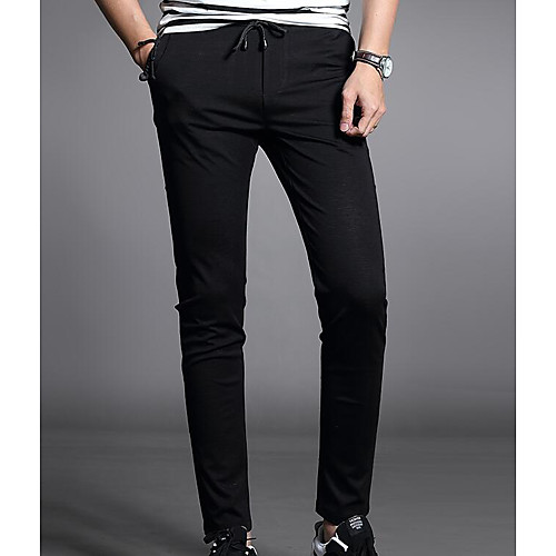 

Men's Daily Chinos Pants Solid Colored Full Length Black / Spring