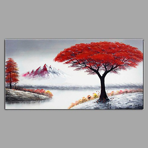 

Oil Painting Hand Painted - Landscape / Floral / Botanical Comtemporary / Modern Stretched Canvas 100 x 50 cm