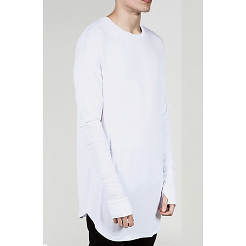 

Men's T shirt Solid Colored Long Sleeve Daily Tops Streetwear White Black Dark Gray