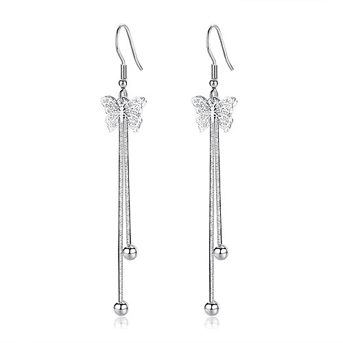 

Women's Drop Earrings Long Butterfly Ladies Fashion Elegant Earrings Jewelry Silver For Daily Ceremony