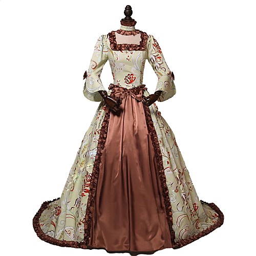 

Rococo Victorian 18th Century Vacation Dress Dress Women's Costume Brown Vintage Cosplay Party Prom 3/4 Length Sleeve Ball Gown / Floral