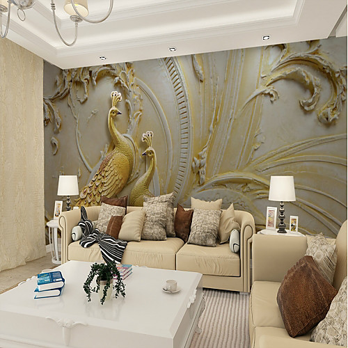 

Art Deco Pattern 3D Home Decoration Vintage Modern Wall Covering, Canvas Material Adhesive required Mural, Room Wallcovering