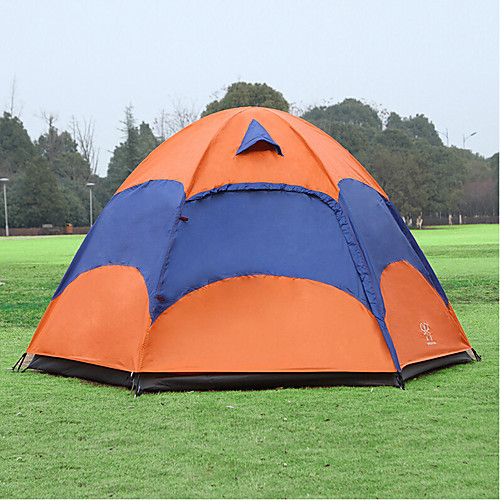 

Sheng yuan 4 person Tent with Mosquito Net Outdoor Waterproof Breathability Ultraviolet-Resistant Double Layered Poled Dome Camping Tent Hexagon Shape 1500-2000 mm Hiking Camping Oxford 240240135 cm