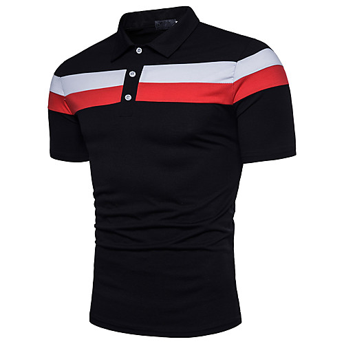 

Men's Polo Color Block Basic Short Sleeve Daily Tops Cotton Active White Black Yellow