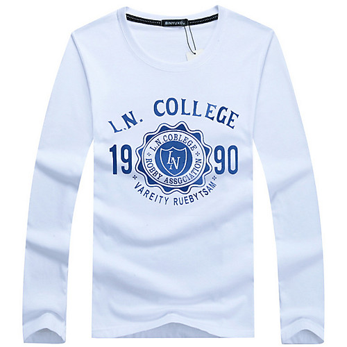 

Men's T shirt Letter Long Sleeve Daily Tops Streetwear White Black Blue