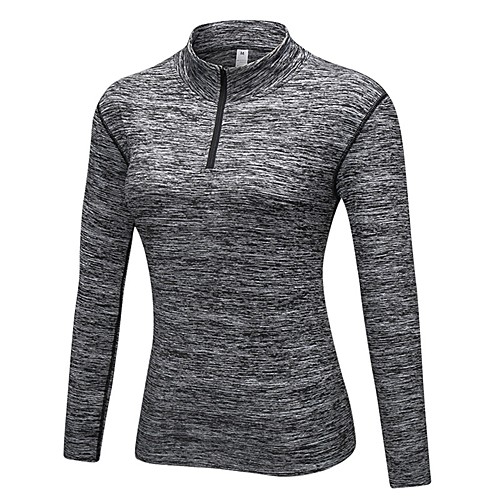 

Women's Long Sleeve Compression Shirt Zip Top Base Layer Top Athletic Breathability Exercise & Fitness Running Walking Jogging Sportswear Solid Colored Dark Grey Black Burgundy Blue Grey Activewear