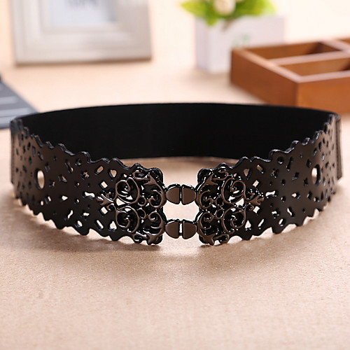 

Women's Leather Wide Belt - Solid Colored Cut Out
