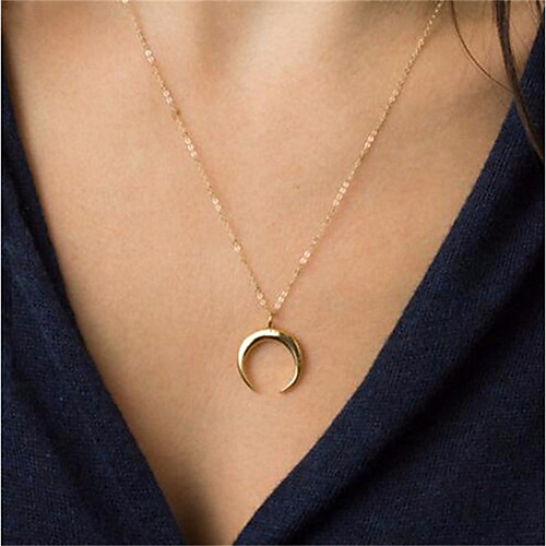 

Women's Pendant Necklace Floating Moon Crescent Moon double horn Ladies Vintage Fashion Alloy Gold Silver Necklace Jewelry For Daily Going out