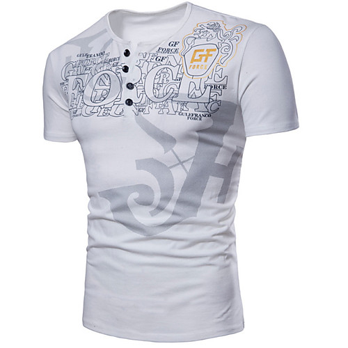 

Men's T shirt Geometric Print Short Sleeve Daily Tops Cotton Basic White Black Green
