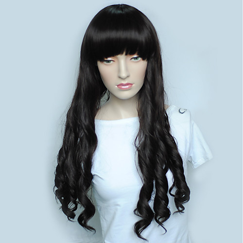 

Synthetic Wig Wavy Layered Haircut Wig Long Black#1B Synthetic Hair Women's Natural Hairline Black