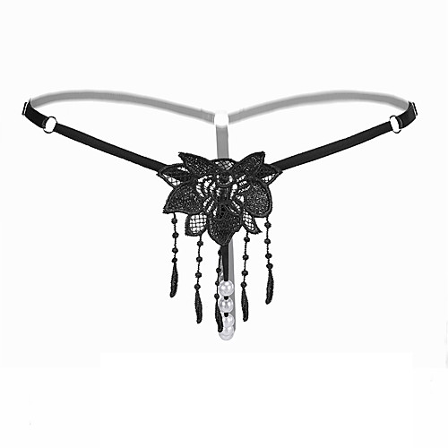 

Women's 1box Tassel Fringe Sexy Ultra Sexy Panty - Normal, Embroidered Low Rise White Black Red One-Size