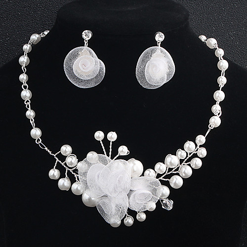 

Women's Crystal Jewelry Set Flower European Fashion Pearl Crystal Earrings Jewelry Silver For Wedding Daily