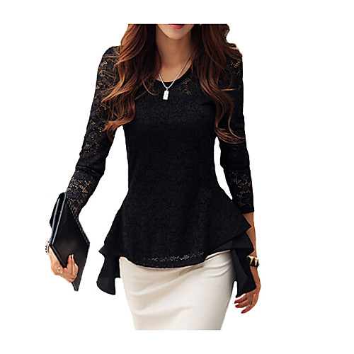 

Women's T shirt Solid Colored Long Sleeve Daily Tops Streetwear White Black