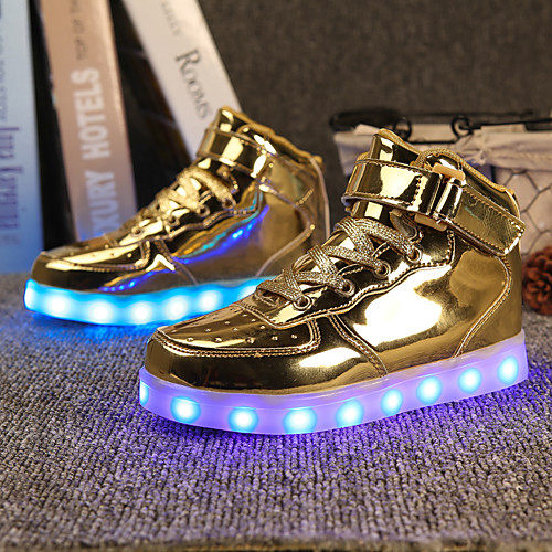 

Men's Sneakers Light Up Shoes LED Casual Daily PU Gold Silver Spring & Summer