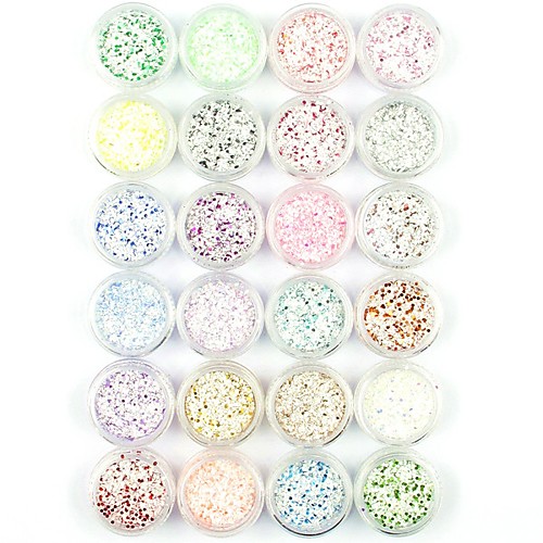

1pc / 1 set Artificial Nail Tips Glitter Powder Sequins For 24 Colors nail art Manicure Pedicure Sparkle