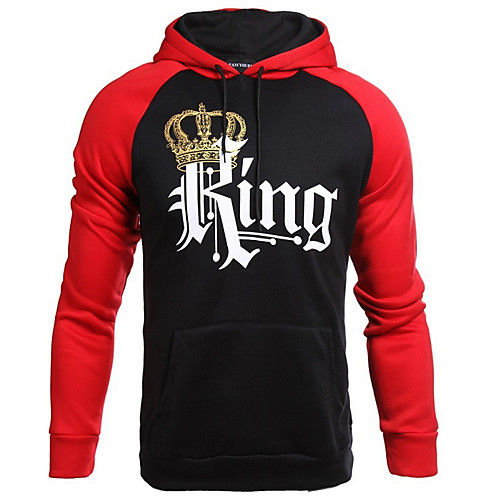 

Men's Hoodie Color Block Geometric Hooded Daily Hoodies Sweatshirts Long Sleeve Loose Red / Spring