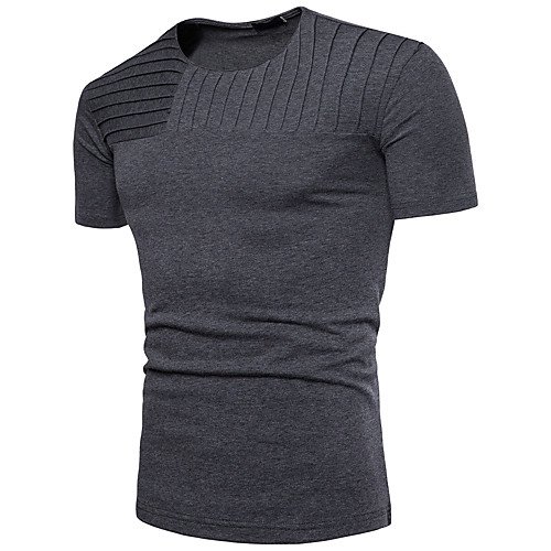 

Men's T shirt Solid Colored Patchwork Short Sleeve Daily Tops Cotton Basic White Black Dark Gray