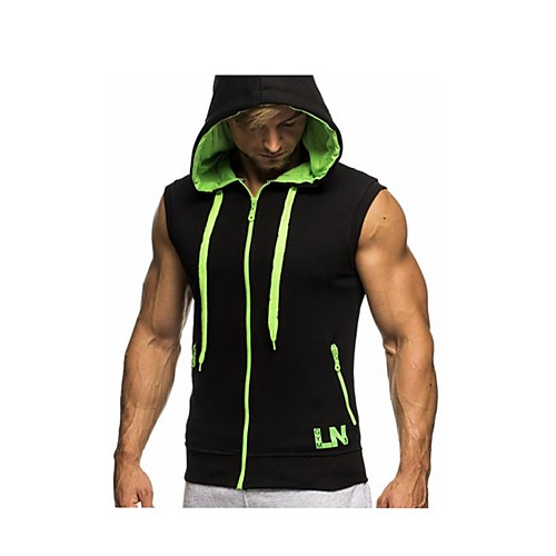 

Men's Hoodies & Sweatshirts Solid Colored Basic Sleeveless Slim Tops Active Hooded White Red Green / Sports / Summer