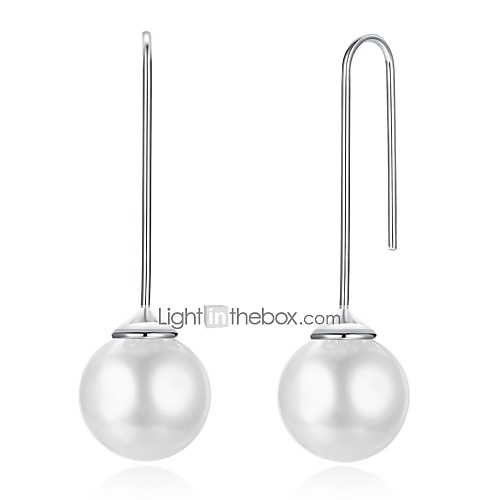 

Women's Pearl Drop Earrings Ladies Basic Sterling Silver Imitation Pearl Earrings Jewelry White For Daily Office & Career