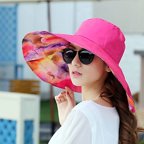 

Women's Sun Hat Canvas Basic - Color Block Comfortable Spring Summer Blue Fuchsia Khaki