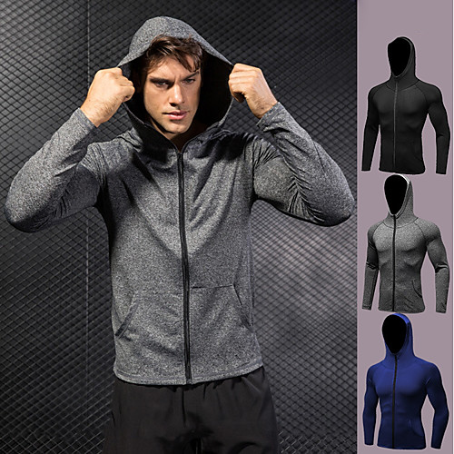 

YUERLIAN Men's Long Sleeve Running Track Jacket Full Zip Outerwear Hoodie Sweatshirt Athletic Athleisure Quick Dry Breathable Gym Workout Exercise & Fitness Running Bodybuilding Sportswear Black Blue