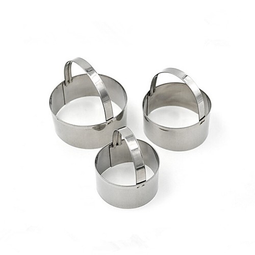 

3pcs Stainless Steel Round Cookie Cutter Slicers Bread Fruit Biscuit Fondant Cake Mold