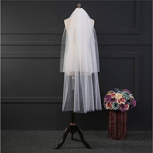 

Two-tier Classic Wedding Veil Elbow Veils with Fringe Tulle