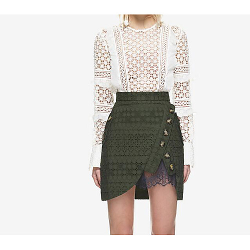 

Women's Blouse Polka Dot Basic Long Sleeve Daily Tops Boho White