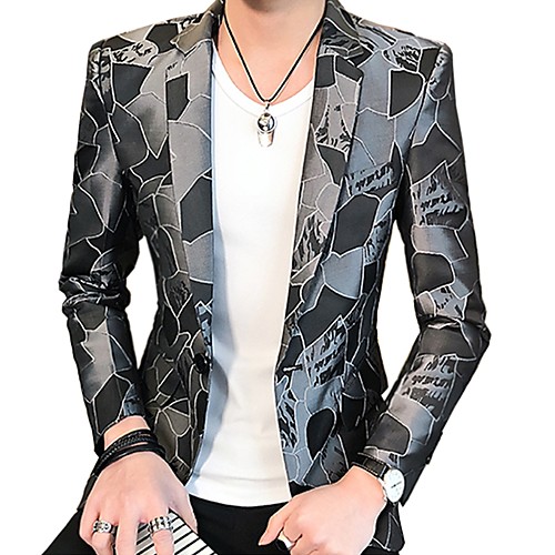 

Black / Red / Navy Blue Geometric Slim Fit Polyester Men's Suit - Notch lapel collar / Party / Fall / Spring / Long Sleeve / Print