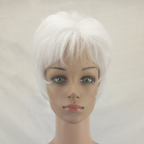 

Synthetic Wig Straight Kardashian Straight Layered Haircut Wig Short White Synthetic Hair Women's Natural Hairline White hairjoy