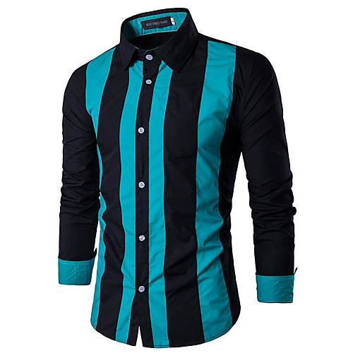 

Men's Shirt Striped Long Sleeve Daily Tops White Black Wine