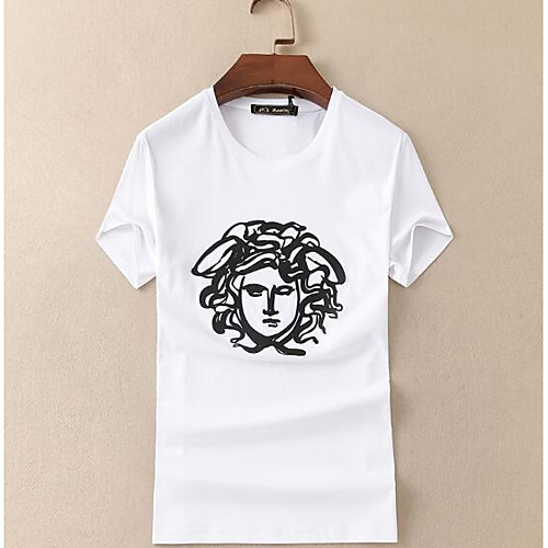 

Men's T shirt Portrait Short Sleeve Daily Tops White Black