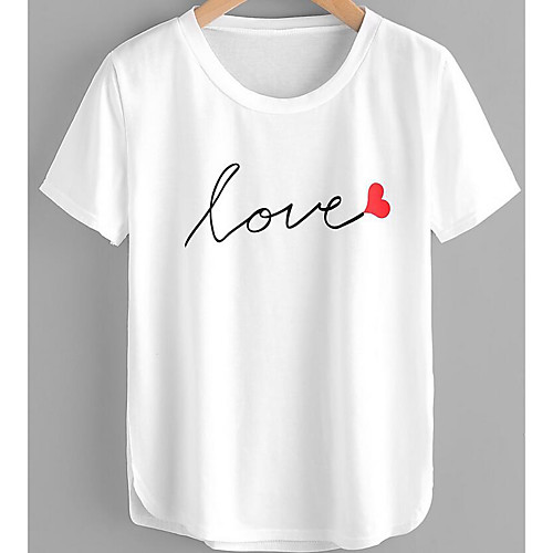 

Women's T shirt Letter Print Short Sleeve Daily Tops Cotton Basic Streetwear White