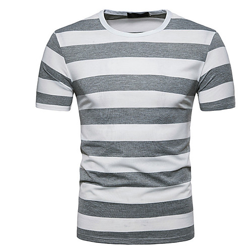 

Men's T shirt Striped Short Sleeve Daily Tops Simple Active Black Light gray Dark Gray