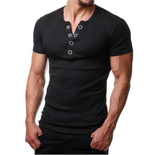 

Men's Graphic Solid Colored T-shirt - Cotton Sports Going out Round Neck White / Black / Red / Royal Blue / Light gray / Dark Gray / Short Sleeve
