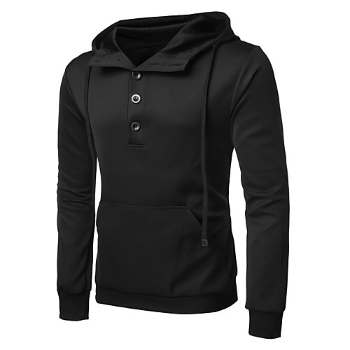

Men's Hoodie Solid Colored Hooded Sports Basic Hoodies Sweatshirts Long Sleeve White Black Navy Blue / Summer / Fall