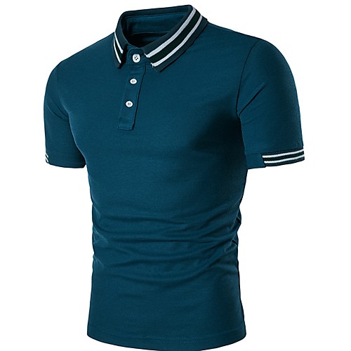 

Men's Polo Solid Colored Short Sleeve Daily Tops Cotton Basic Streetwear White Blue