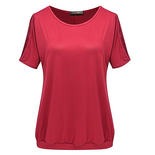 

Women's T shirt Solid Colored Short Sleeve Daily Tops Blue Red Dark Gray