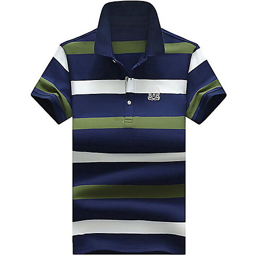 

Men's T shirt Striped Short Sleeve Daily Tops Cotton Blue Red Green