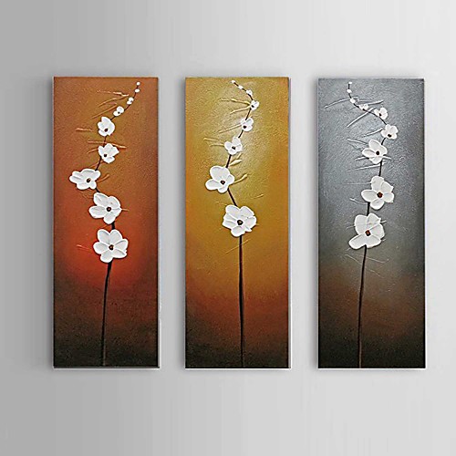 

Oil Painting Hand Painted - Abstract Floral / Botanical Comtemporary Modern Stretched Canvas / Three Panels